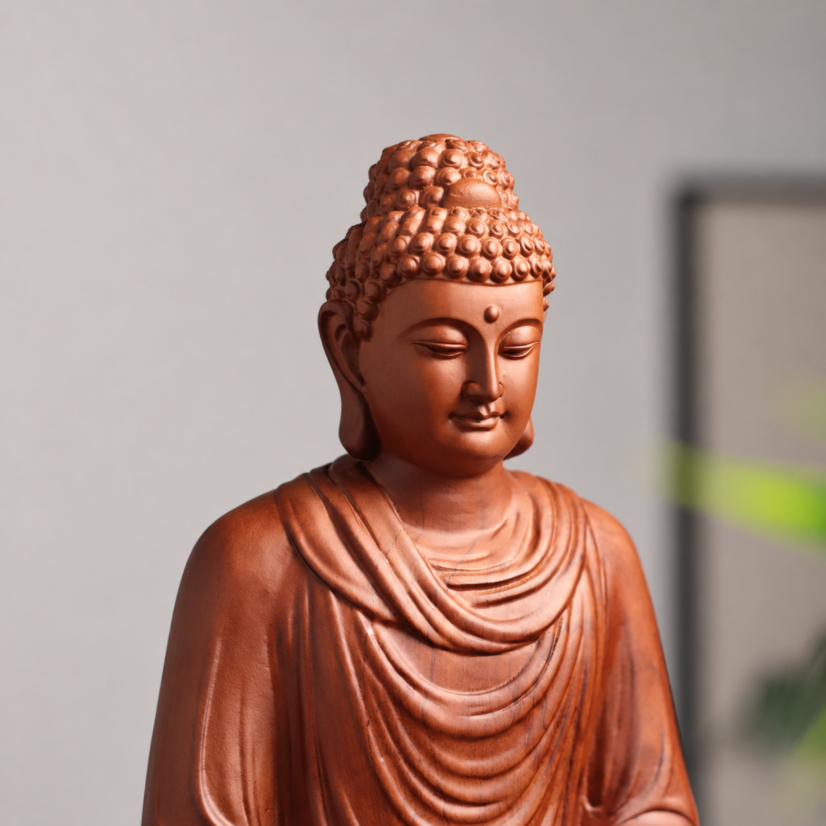 釋迦牟尼佛蓮座禪定坐像|天然花梨木雕
