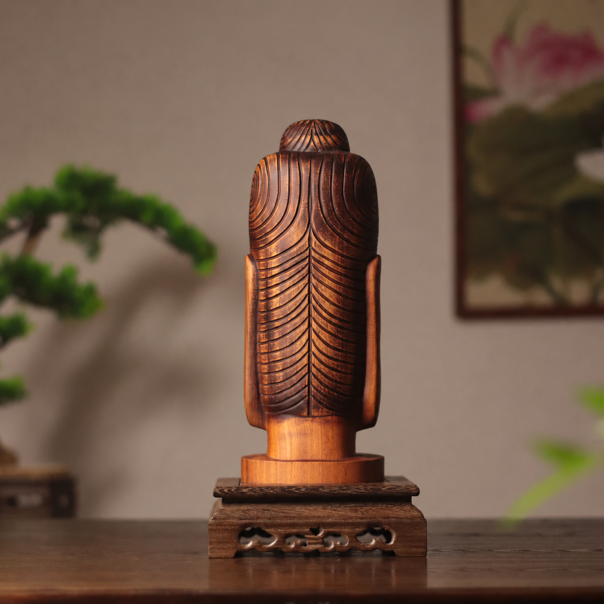 禪意安然佛面擺件|天然花梨木雕
