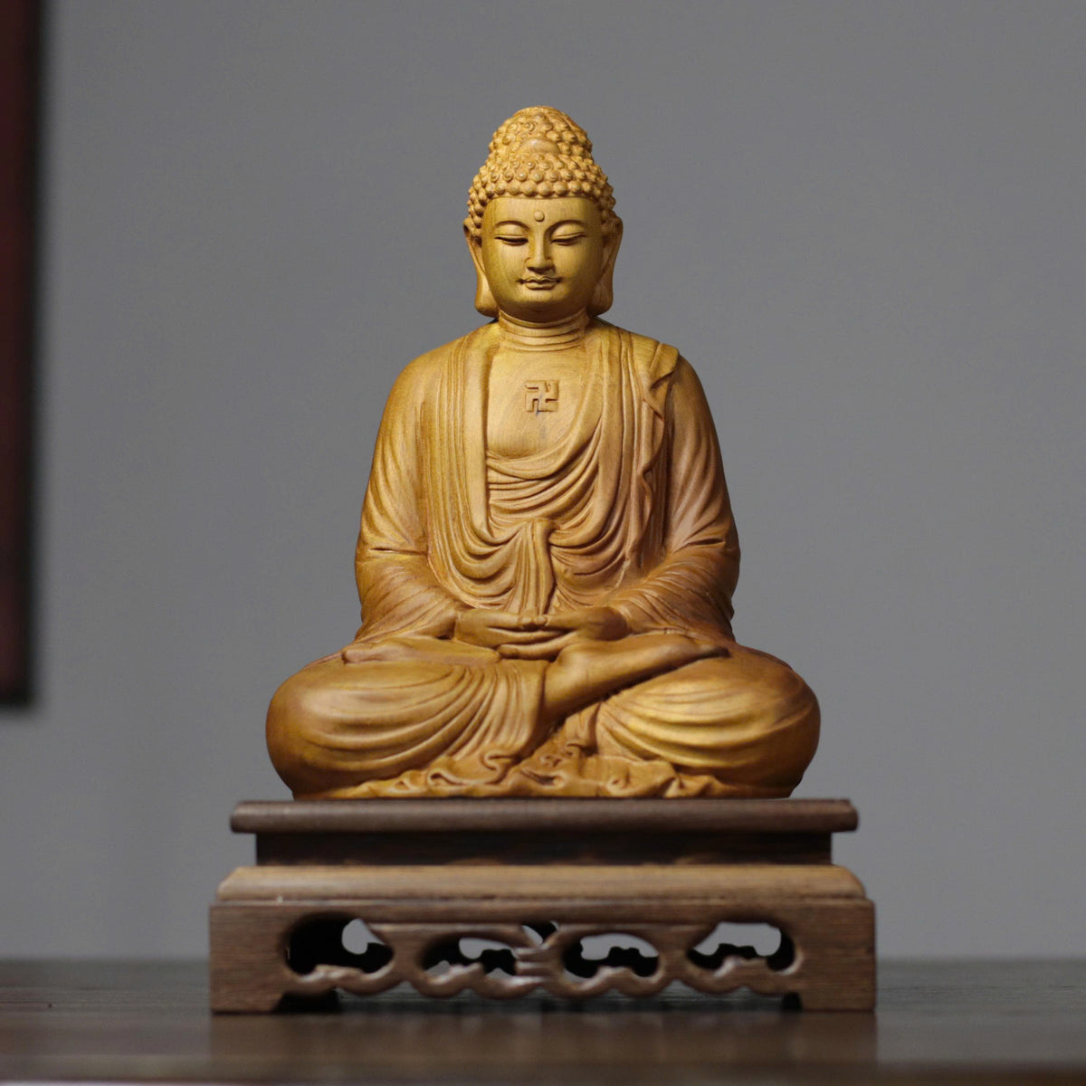 阿彌陀佛禪定坐像｜天然柏木雕