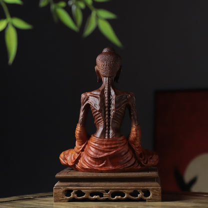 苦行釋迦牟尼佛像・新版非洲花梨木雕