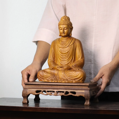 禪坐佛像・天然香柏木一體雕刻