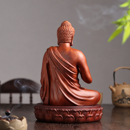 釋迦牟尼佛說法印坐像｜天然花梨木雕