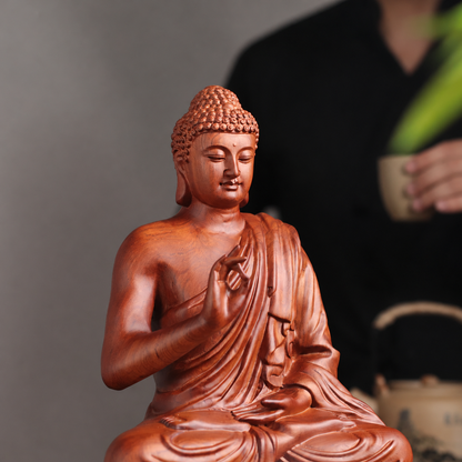 釋迦牟尼佛說法印坐像｜天然花梨木雕