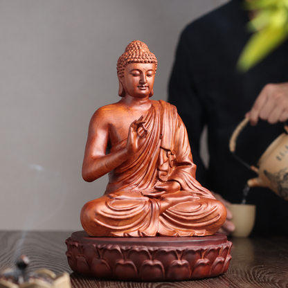 釋迦牟尼佛說法印坐像｜天然花梨木雕