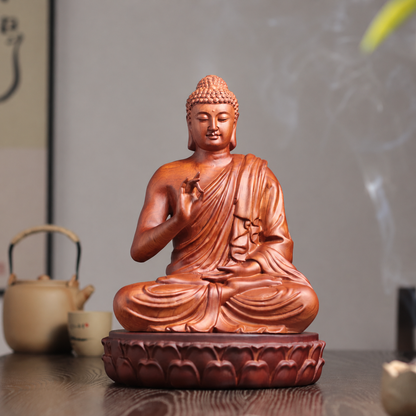 釋迦牟尼佛說法印坐像｜天然花梨木雕