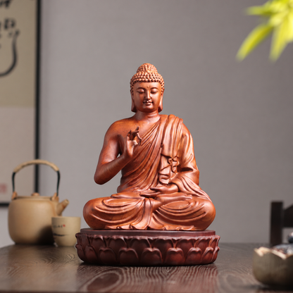 釋迦牟尼佛說法印坐像｜天然花梨木雕