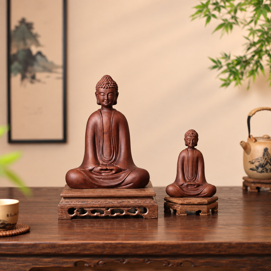 釋迦牟尼佛禪定坐像｜天然南非花梨木雕