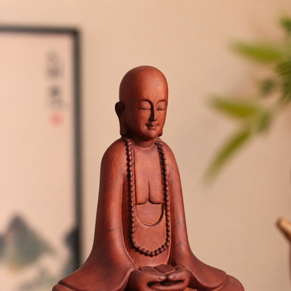 禪師念珠禪坐像｜天然南非花梨木雕