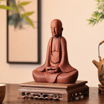 禪師念珠禪坐像｜天然南非花梨木雕