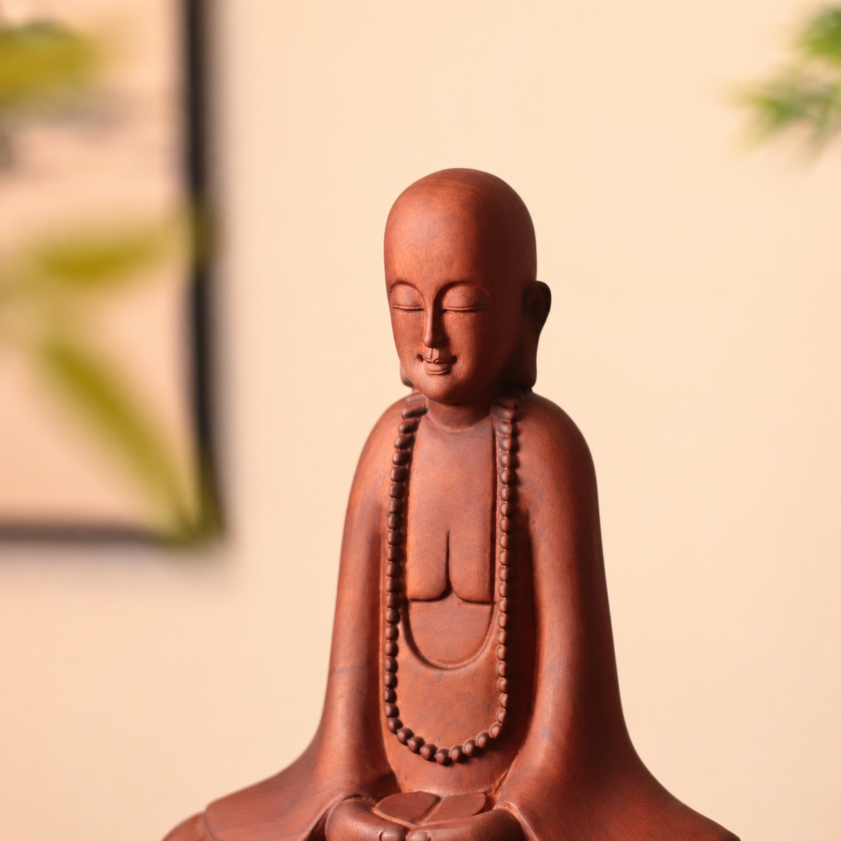 禪師念珠禪坐像｜天然南非花梨木雕