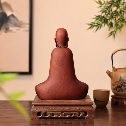 禪師念珠禪坐像｜天然南非花梨木雕