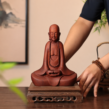 禪師念珠禪坐像｜天然南非花梨木雕