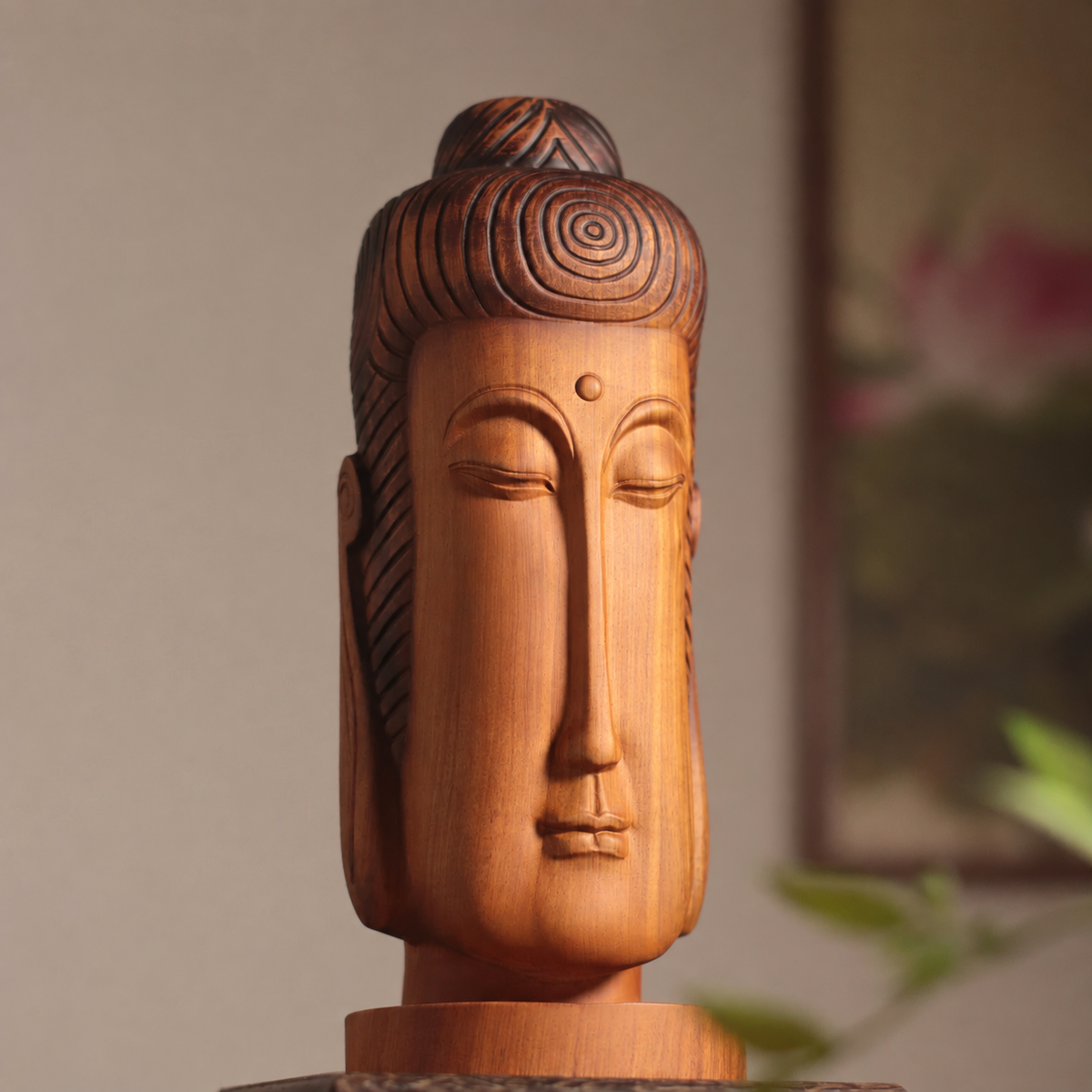 禪意安然佛面擺件｜天然花梨木雕