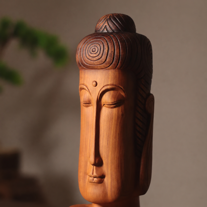 禪意安然佛面擺件｜天然花梨木雕