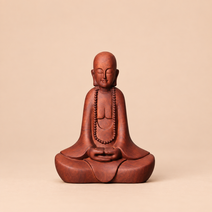 禪師念珠禪坐像｜天然南非花梨木雕
