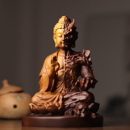 善惡雙面佛像・天然綠木雕刻