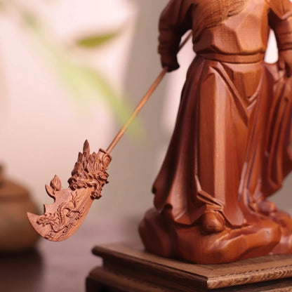 關聖帝君持青龍偃月刀立像｜天然南非花梨木雕