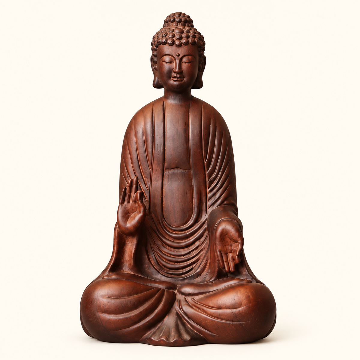 釋迦牟尼佛施無畏印坐像｜天然花梨木雕