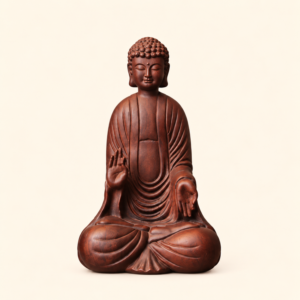 釋迦牟尼佛施無畏印坐像｜天然花梨木雕