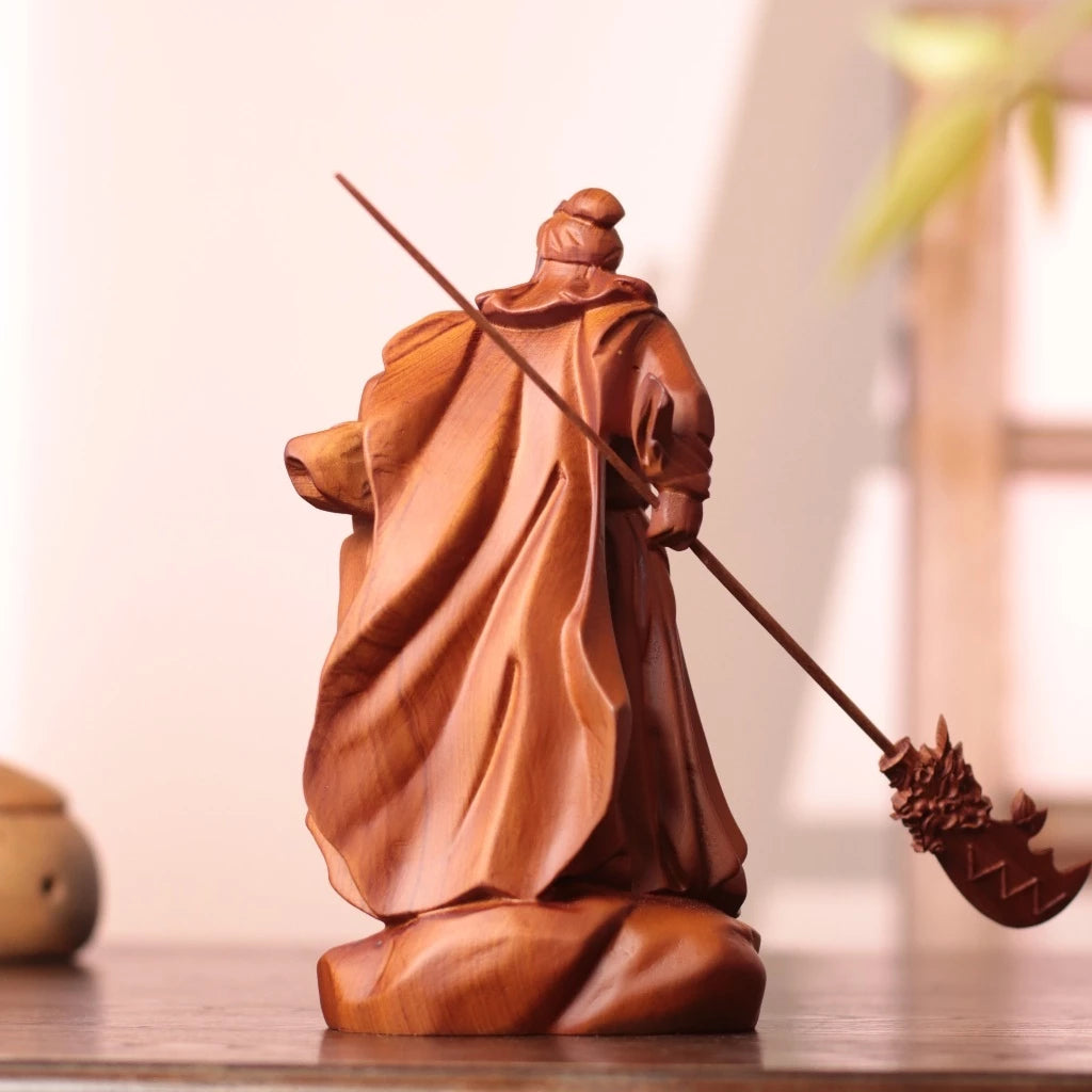 關聖帝君持青龍偃月刀立像｜天然南非花梨木雕