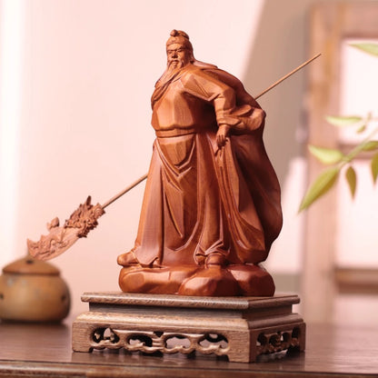 關聖帝君持青龍偃月刀立像｜天然南非花梨木雕