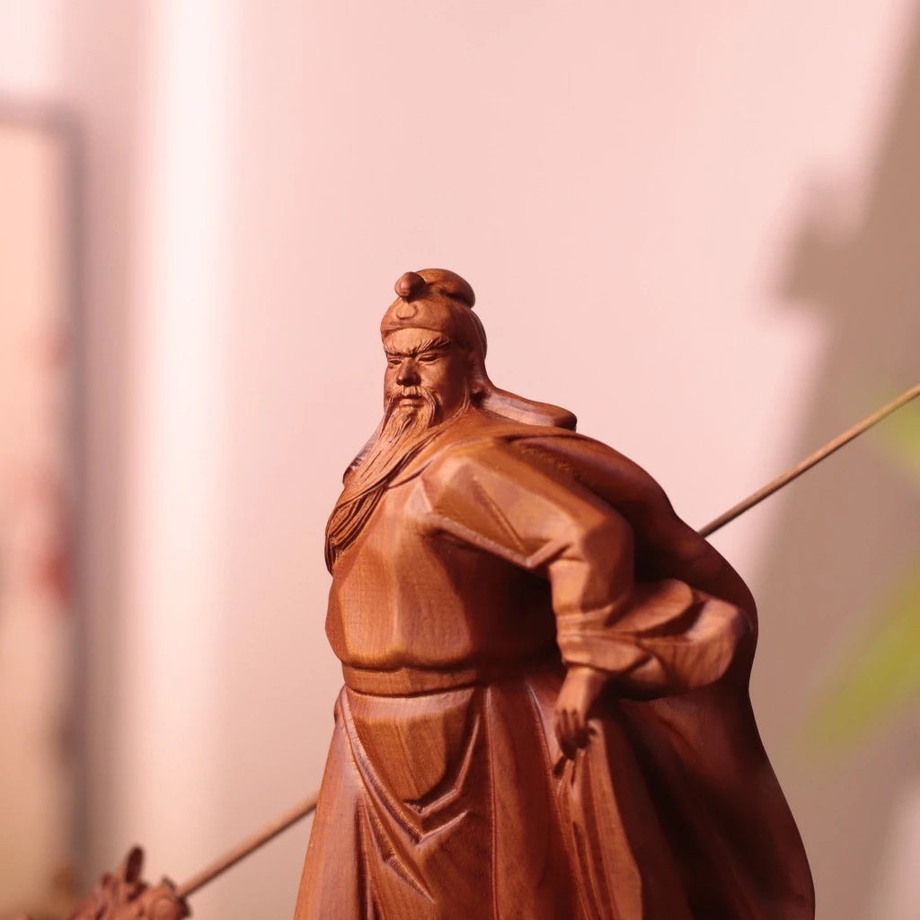 關聖帝君持青龍偃月刀立像｜天然南非花梨木雕