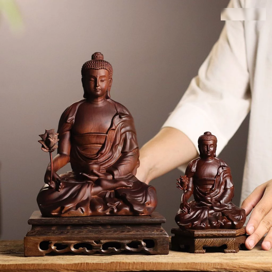 藥師琉璃光如來木雕像・非洲花梨木
