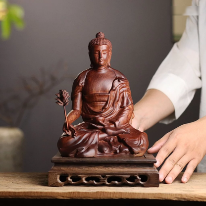 藥師琉璃光如來木雕像・非洲花梨木