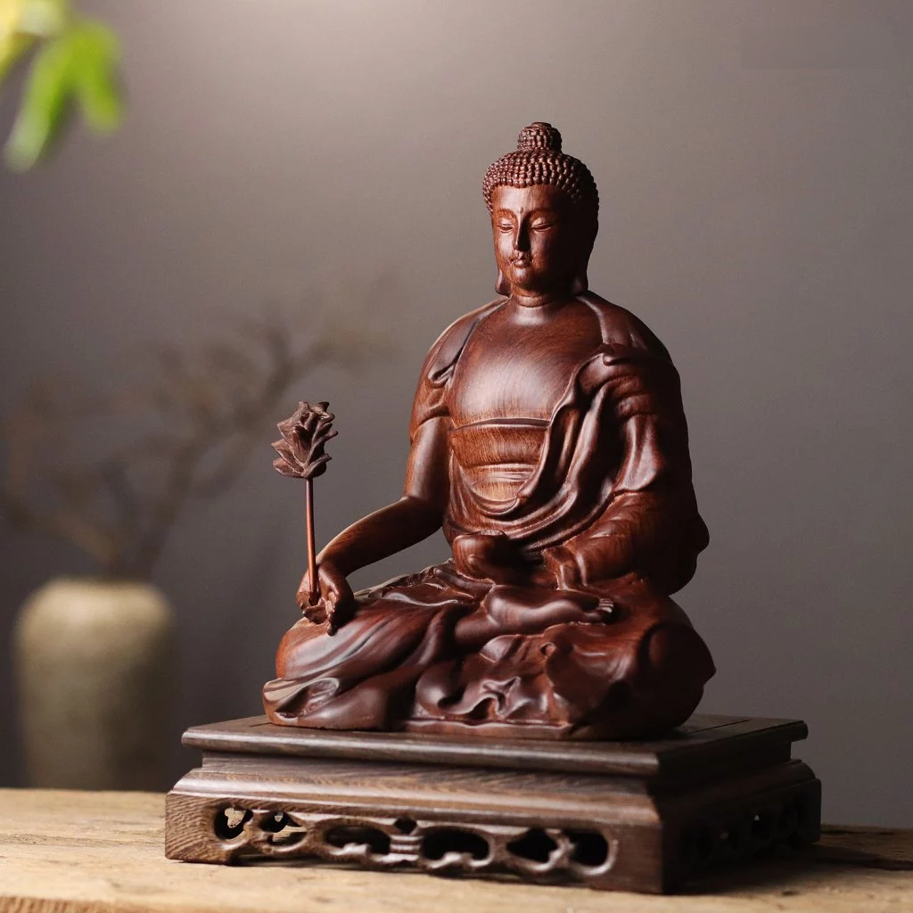 藥師琉璃光如來木雕像・非洲花梨木