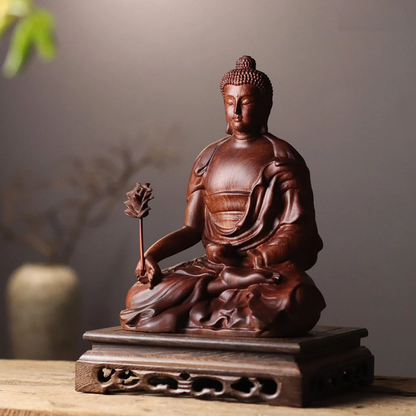 藥師琉璃光如來木雕像・非洲花梨木