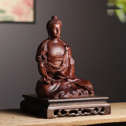 藥師琉璃光如來木雕像・非洲花梨木