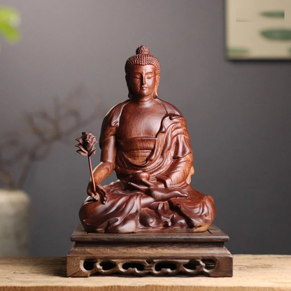 藥師琉璃光如來木雕像・非洲花梨木