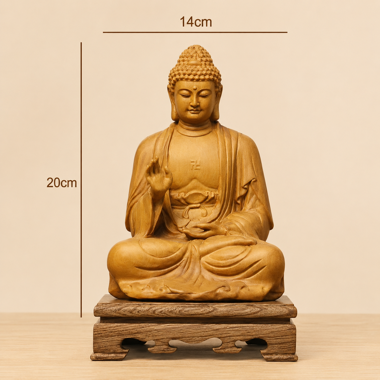 阿彌陀佛木雕像附木座・天然香柏木