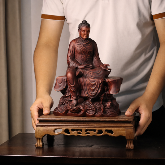 釋迦牟尼佛與多寶佛木雕像・非洲花梨木