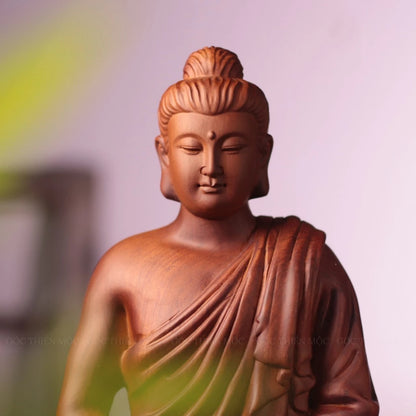 釋迦牟尼佛蓮座禪定坐像｜天然花梨木雕