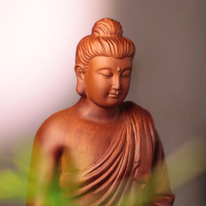 釋迦牟尼佛蓮座禪定坐像｜天然花梨木雕